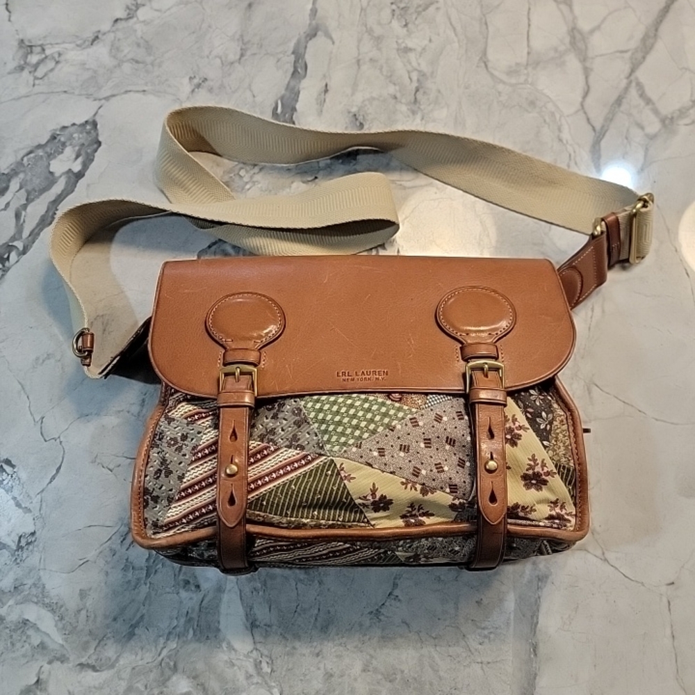 Ralph Lauren Brown and Tan Crossbody Bag